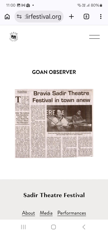 Bravia Sadir Theatre Festival in town anew.